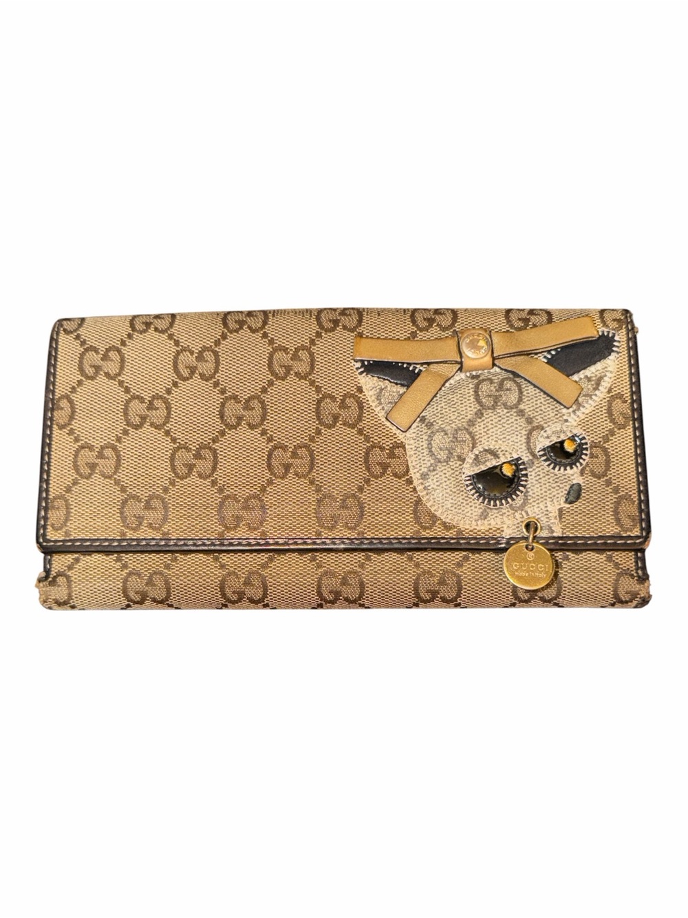 RARE Gucci GG Canvas Guccioli Chihuahua Long Continental Wallet 226154